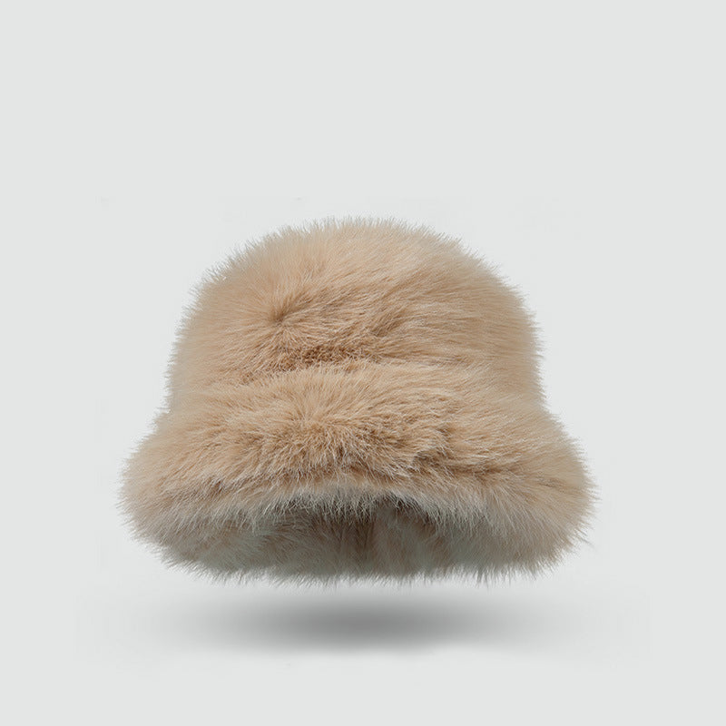 Warm solid color plush hat