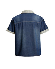 Colorblock Plaid Short Sleeve Shirt