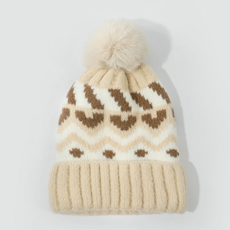 Retro color matching warm ear protection hat
