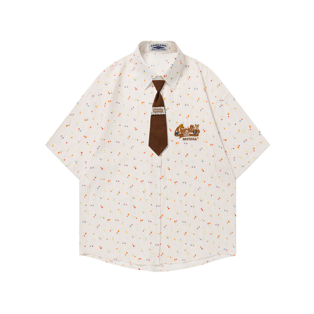 Cartoon Embroidered Short-Sleeve Shirt