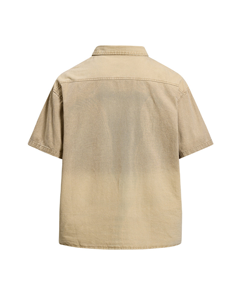 Distressed casual short-sleeved shirt