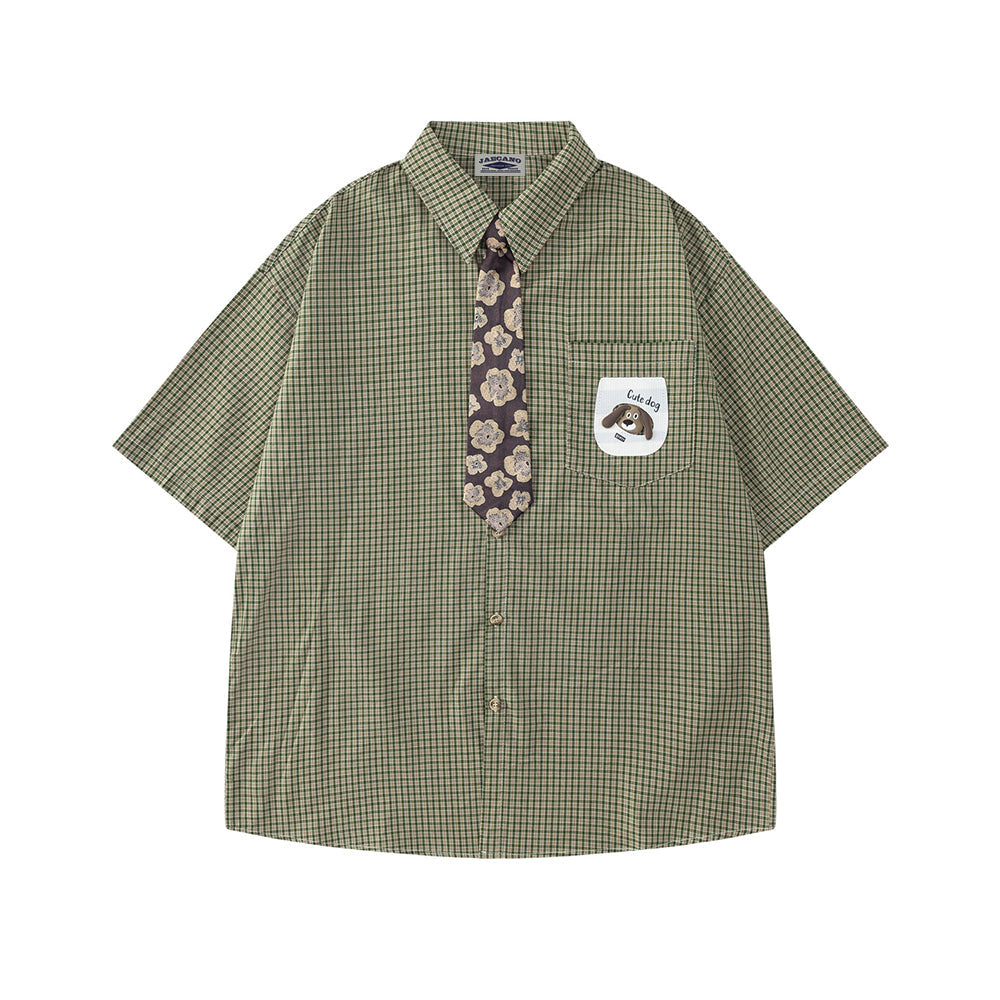 Vintage check short-sleeved shirt