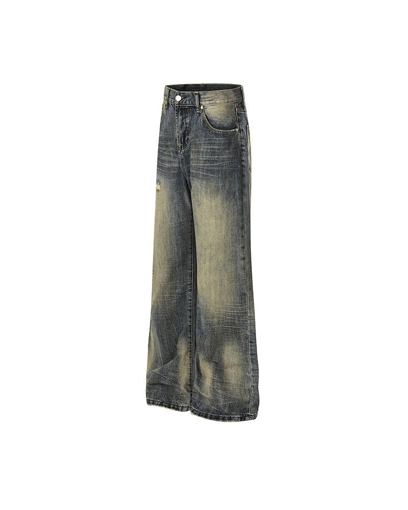 Washed straight jeans