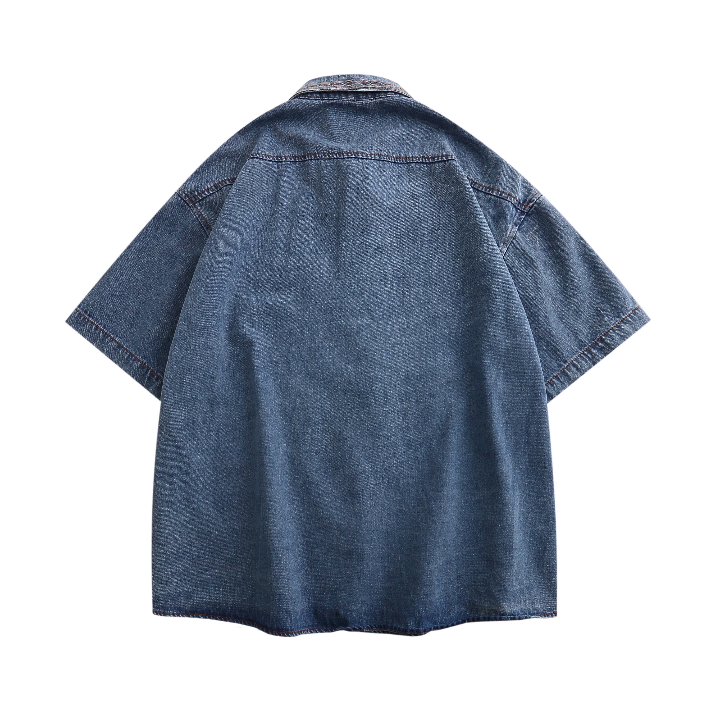 American vintage seaside embroidered denim shirt