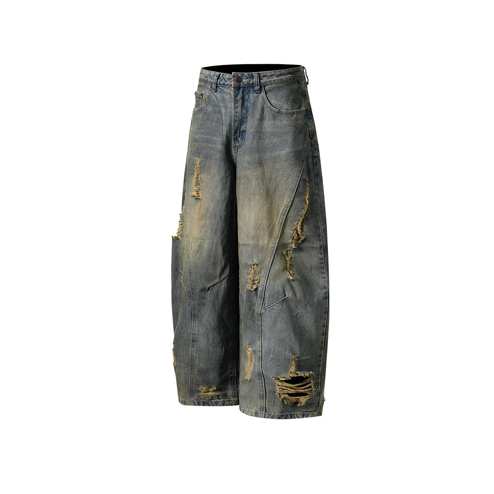 Washed distressed jeans