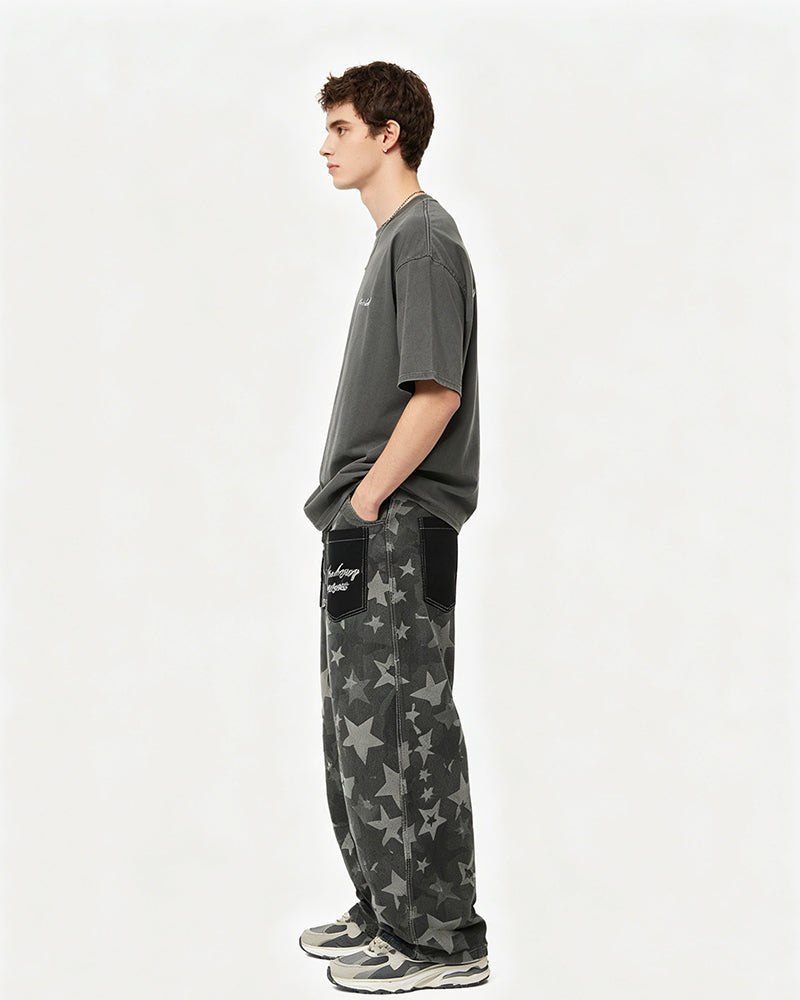 Star-patterned couple pants