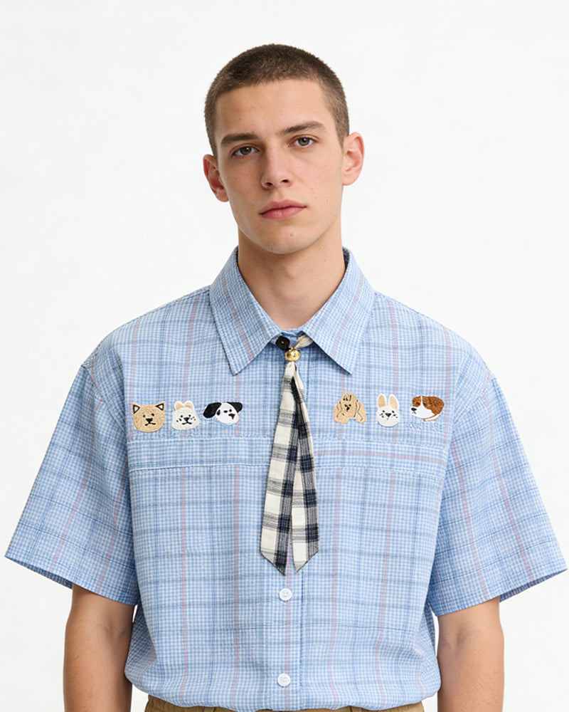 Vintage check short-sleeved shirt