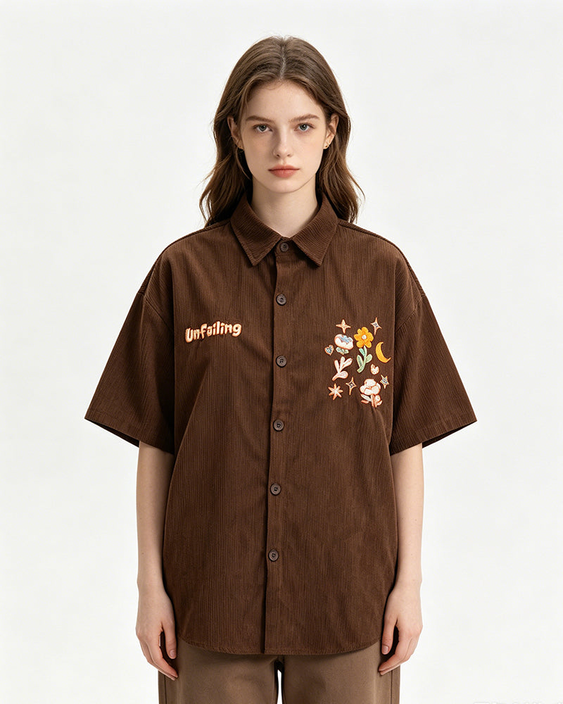 Retro floral short-sleeved shirt