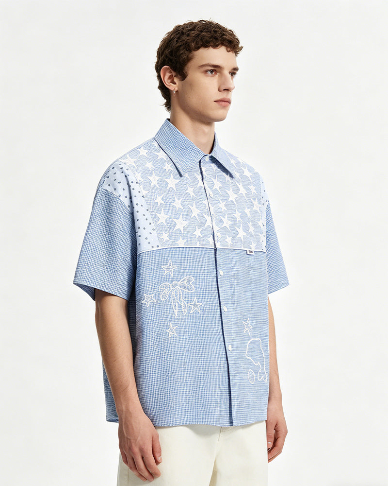 Star Embroidered Short-Sleeve Shirt