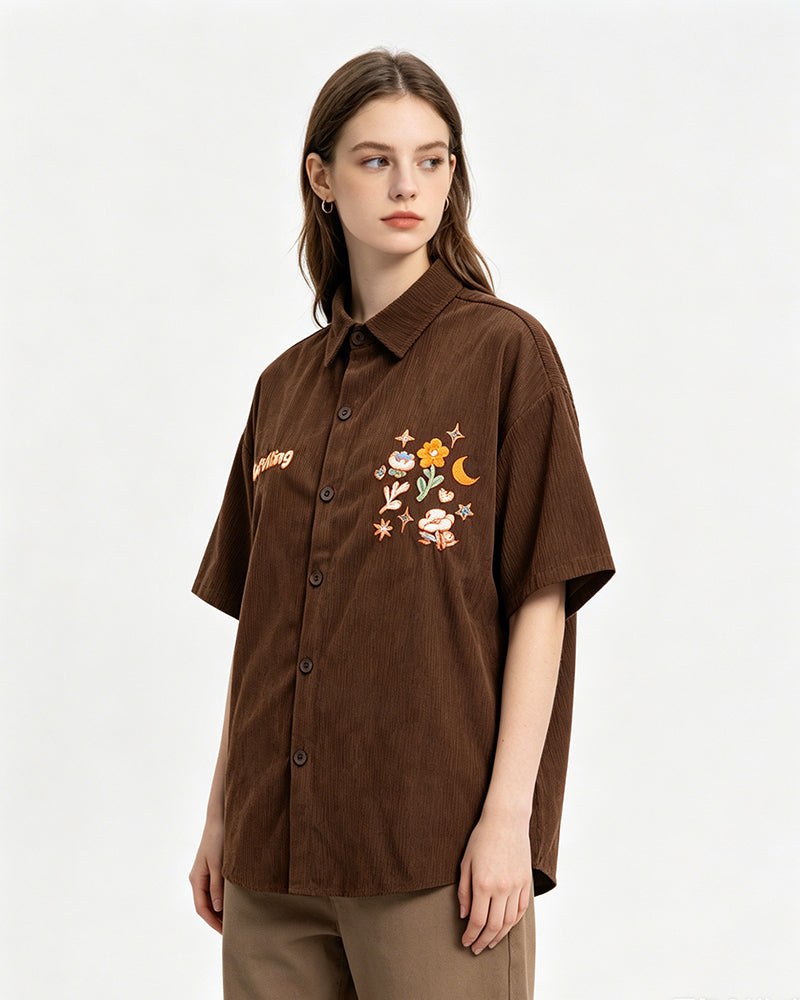 Retro floral short-sleeved shirt
