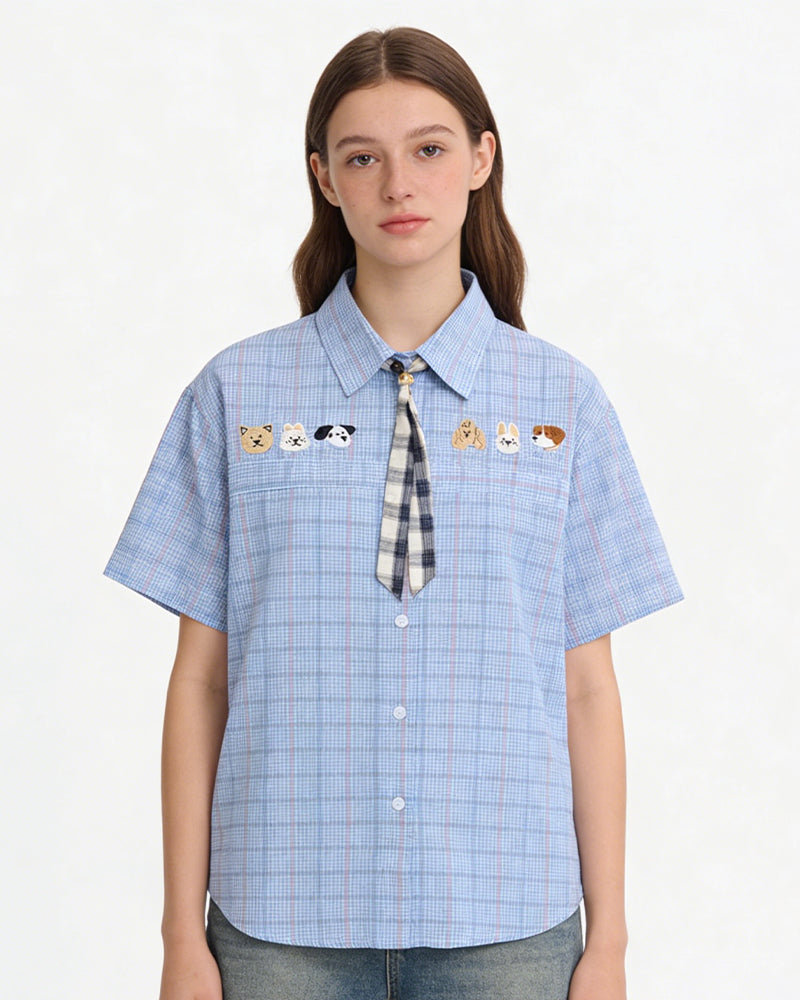 Vintage check short-sleeved shirt