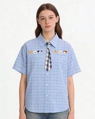 Vintage check short-sleeved shirt