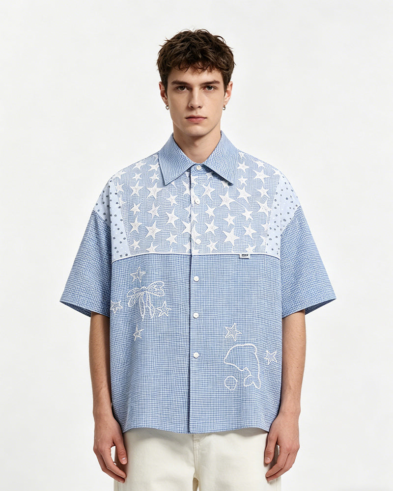 Star Embroidered Short-Sleeve Shirt