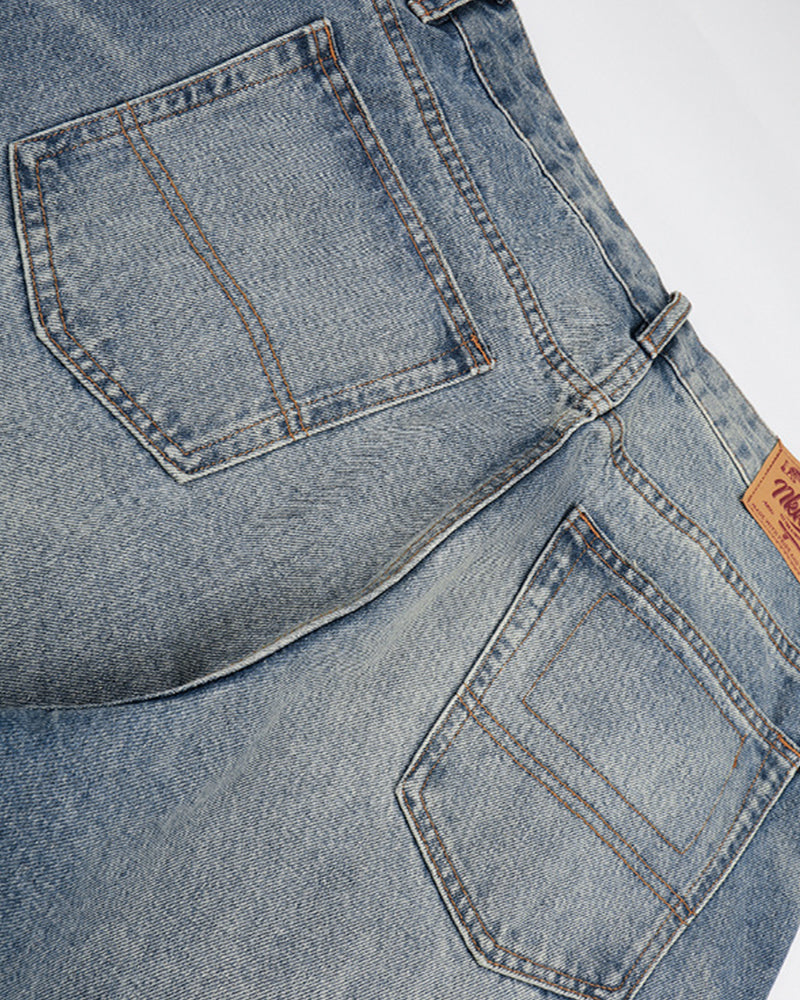 Retro washed denim jeans