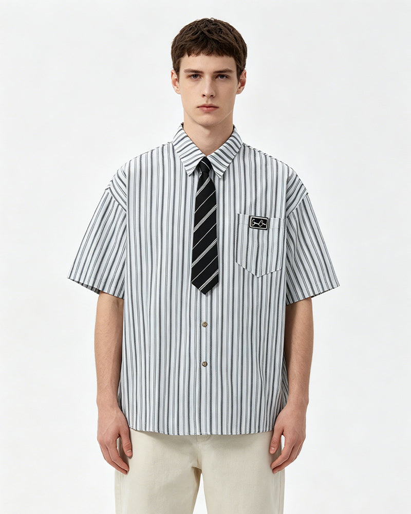 Retro plaid short-sleeved shirt