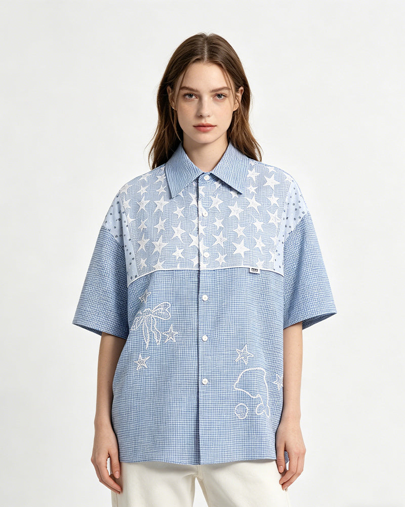 Star Embroidered Short-Sleeve Shirt