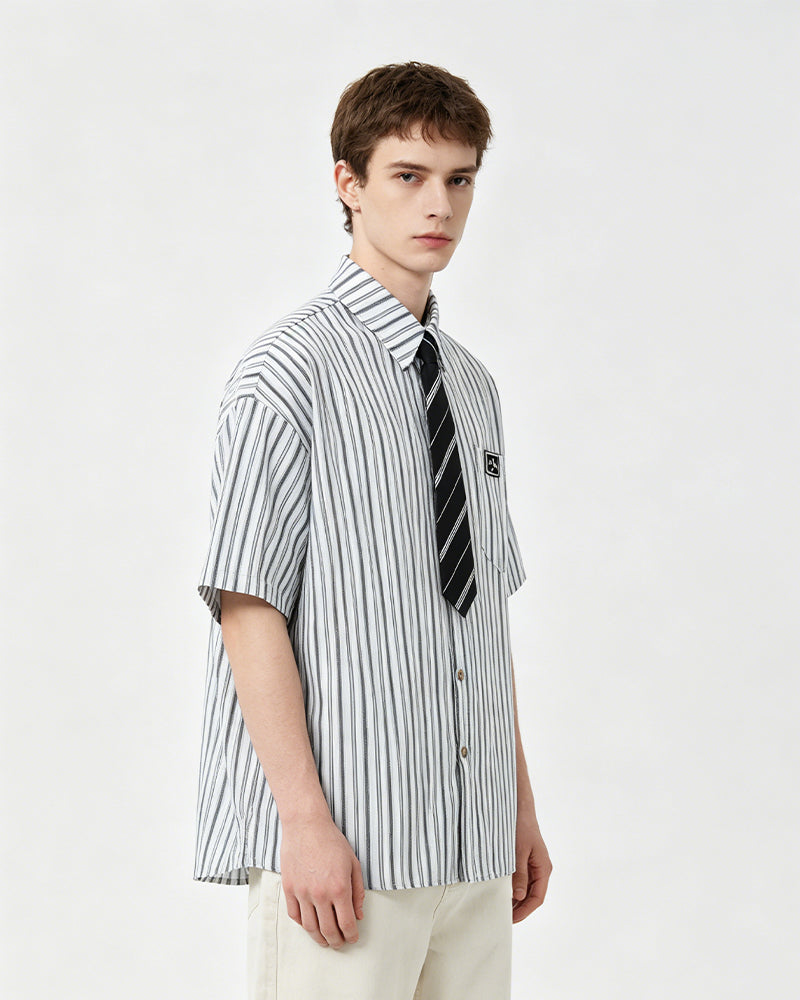 Retro plaid short-sleeved shirt