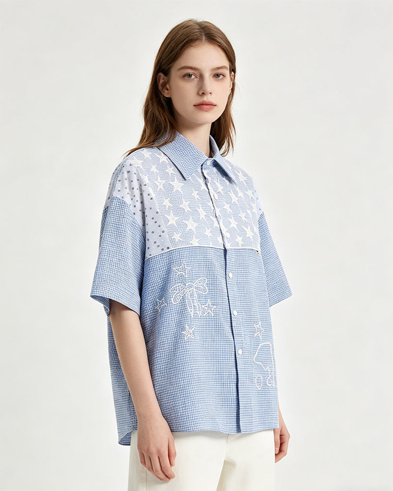 Star Embroidered Short-Sleeve Shirt