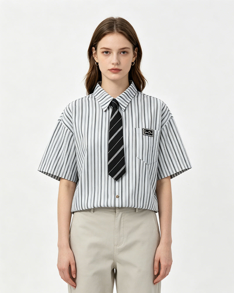 Retro plaid short-sleeved shirt