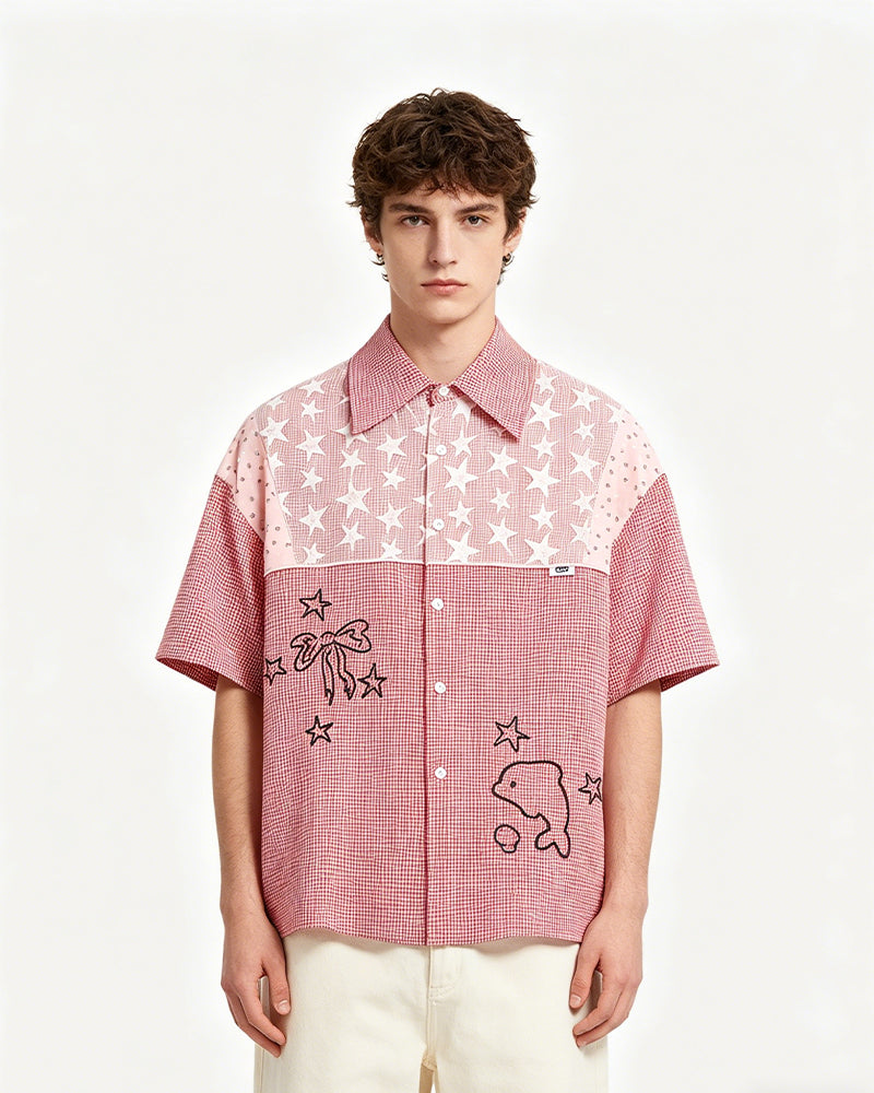 Star Embroidered Short-Sleeve Shirt