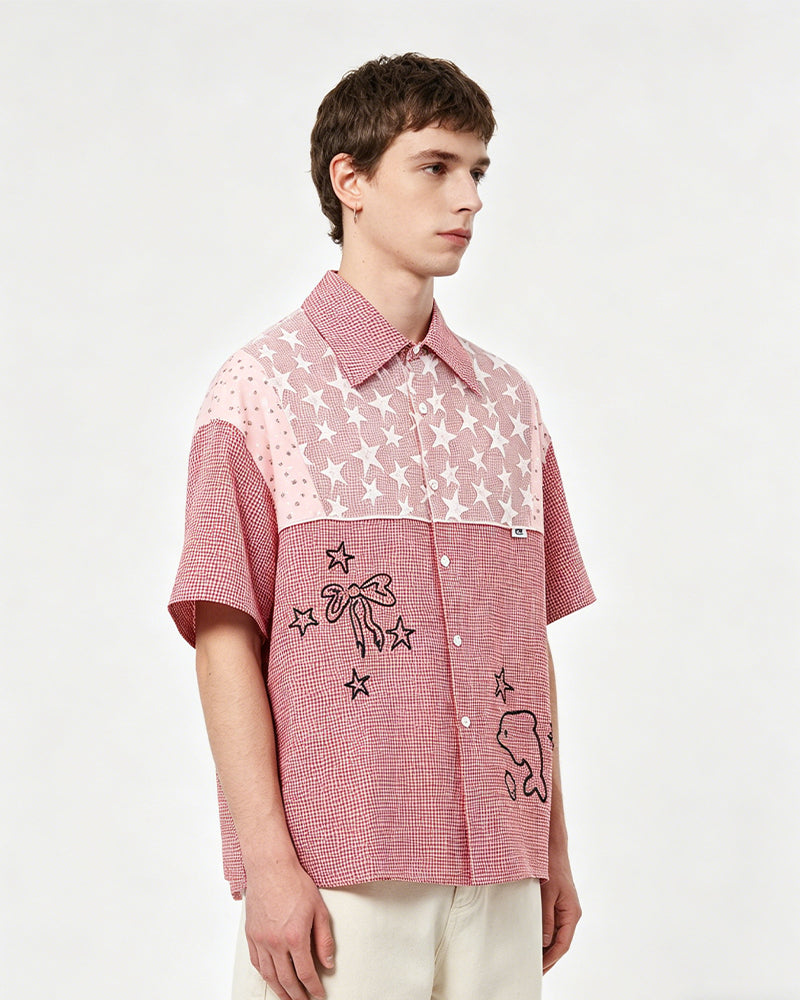 Star Embroidered Short-Sleeve Shirt
