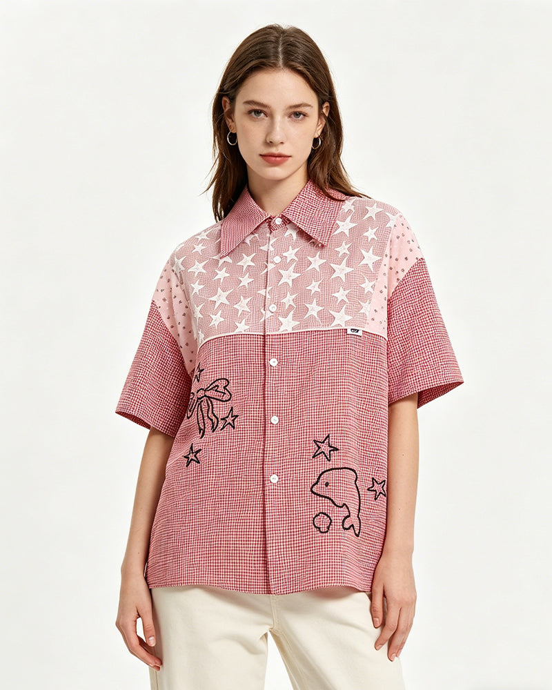 Star Embroidered Short-Sleeve Shirt