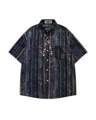 Retro striped short-sleeved shirt