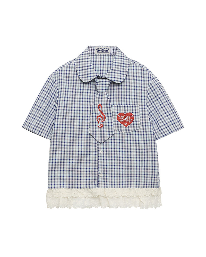 Retro Heart-Shaped Short-Sleeve Shirt (Women's)