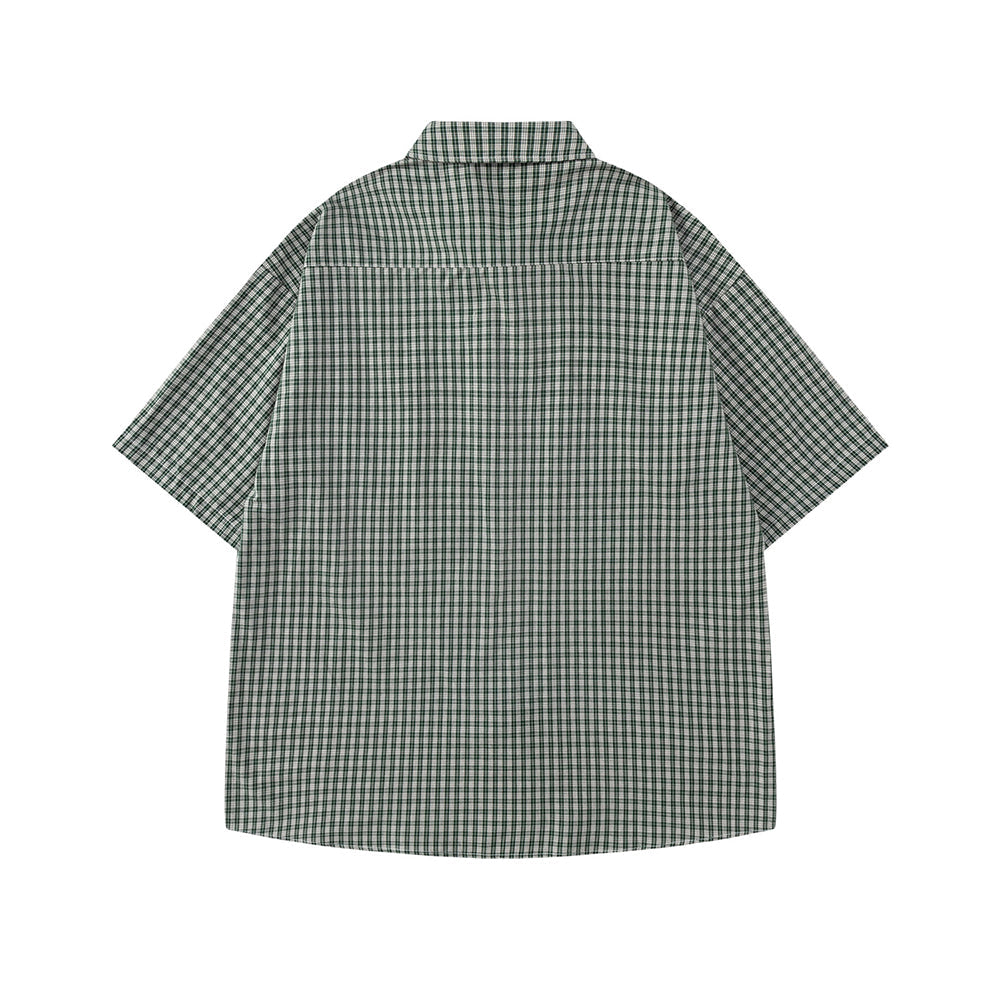 Simple plaid short-sleeved shirt