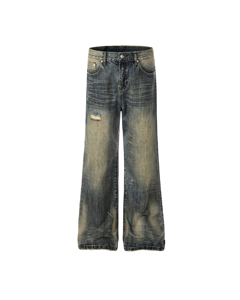 Washed straight jeans