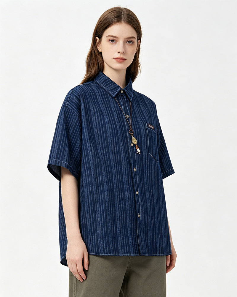 Retro casual short-sleeved shirt