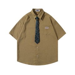 Striped short-sleeved shirt