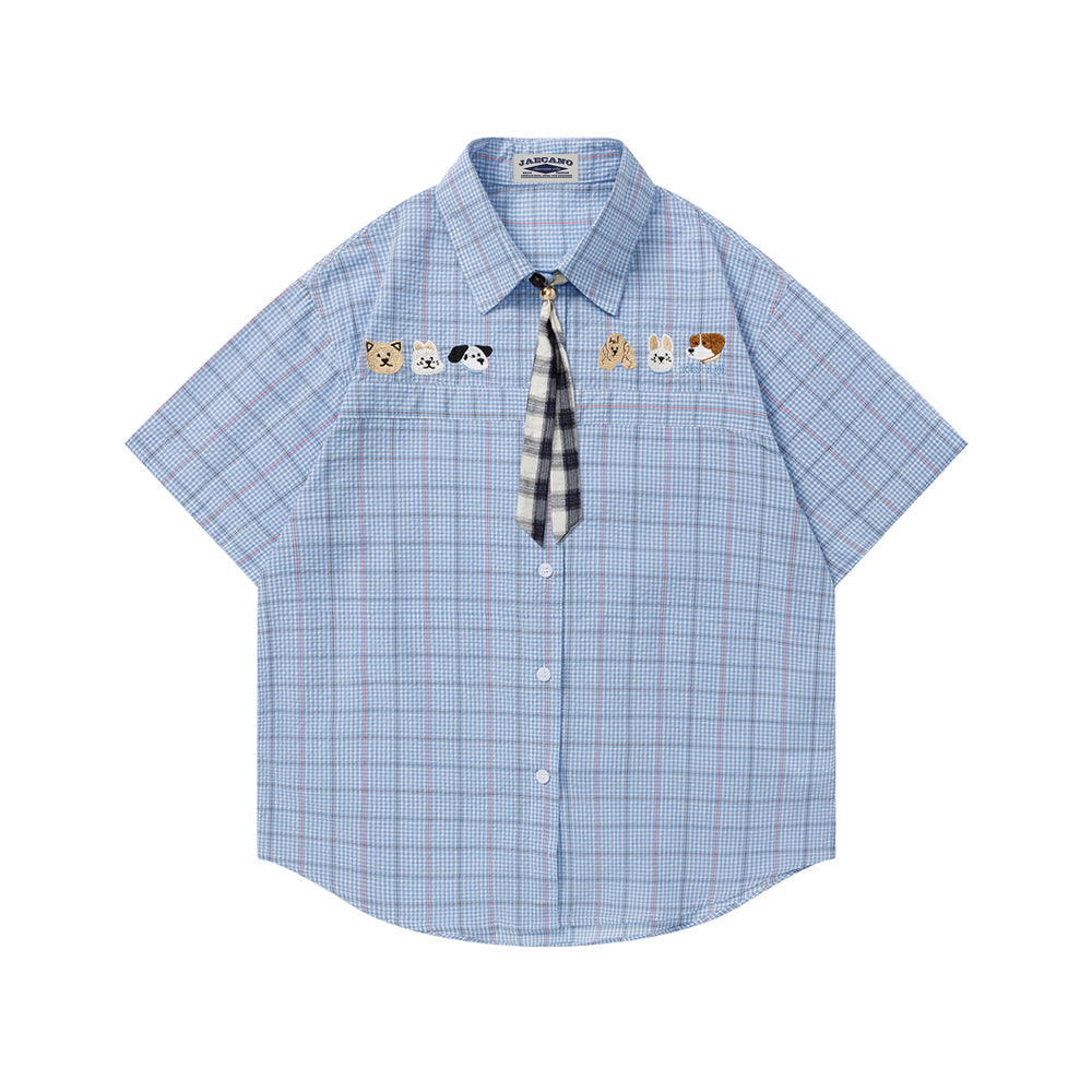 Vintage check short-sleeved shirt