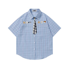 Vintage check short-sleeved shirt
