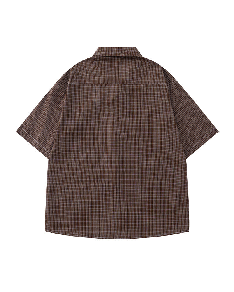 Retro striped short-sleeved shirt