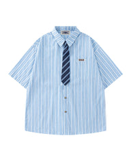 Simple striped short-sleeved shirt