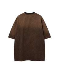 Washed distressed short-sleeved shirt