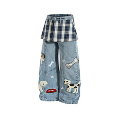 Retro patchwork puppy pants