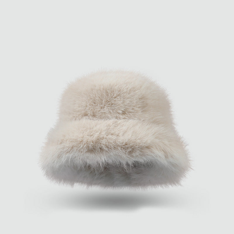 Warm solid color plush hat