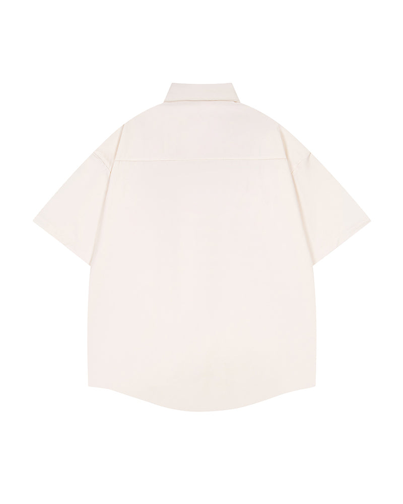 Cat Embroidered Short-Sleeve Shirt
