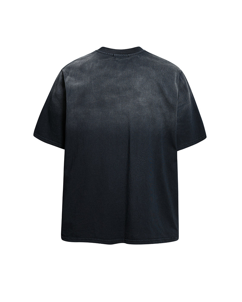 Distressed washed short-sleeved shirt