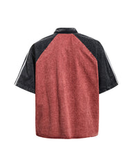 Distressed patchwork short-sleeved shirt