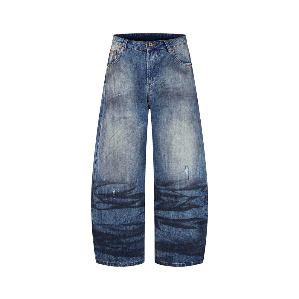 distressed wide-leg jeans
