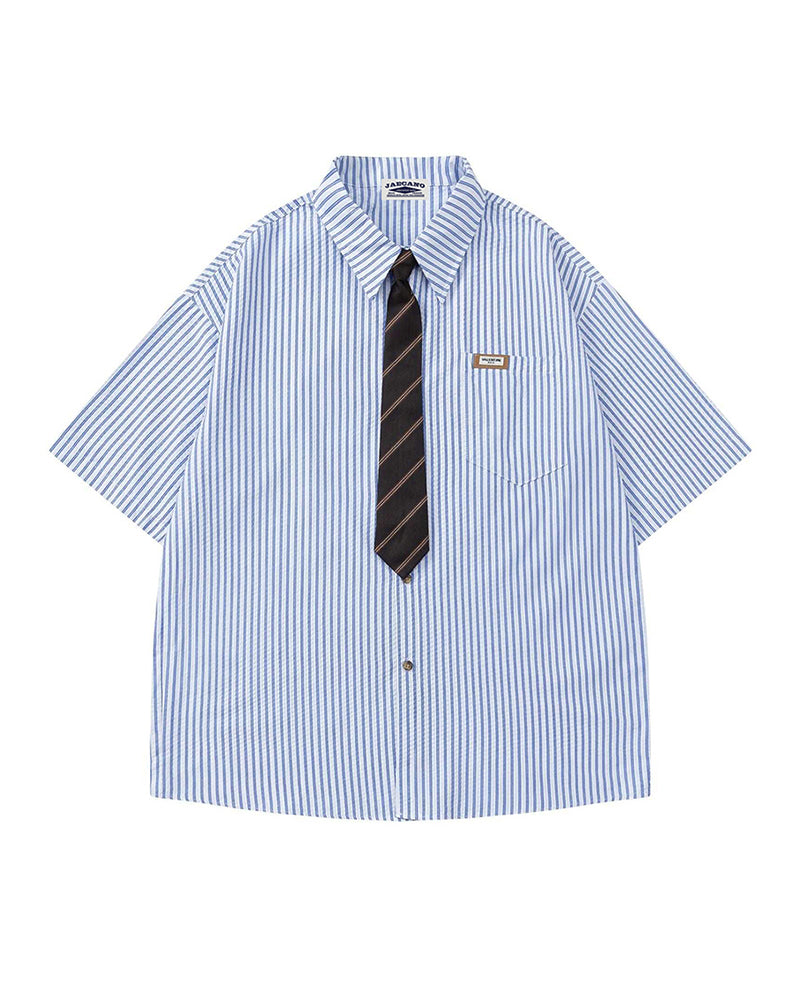 Striped shirt with vintage tie