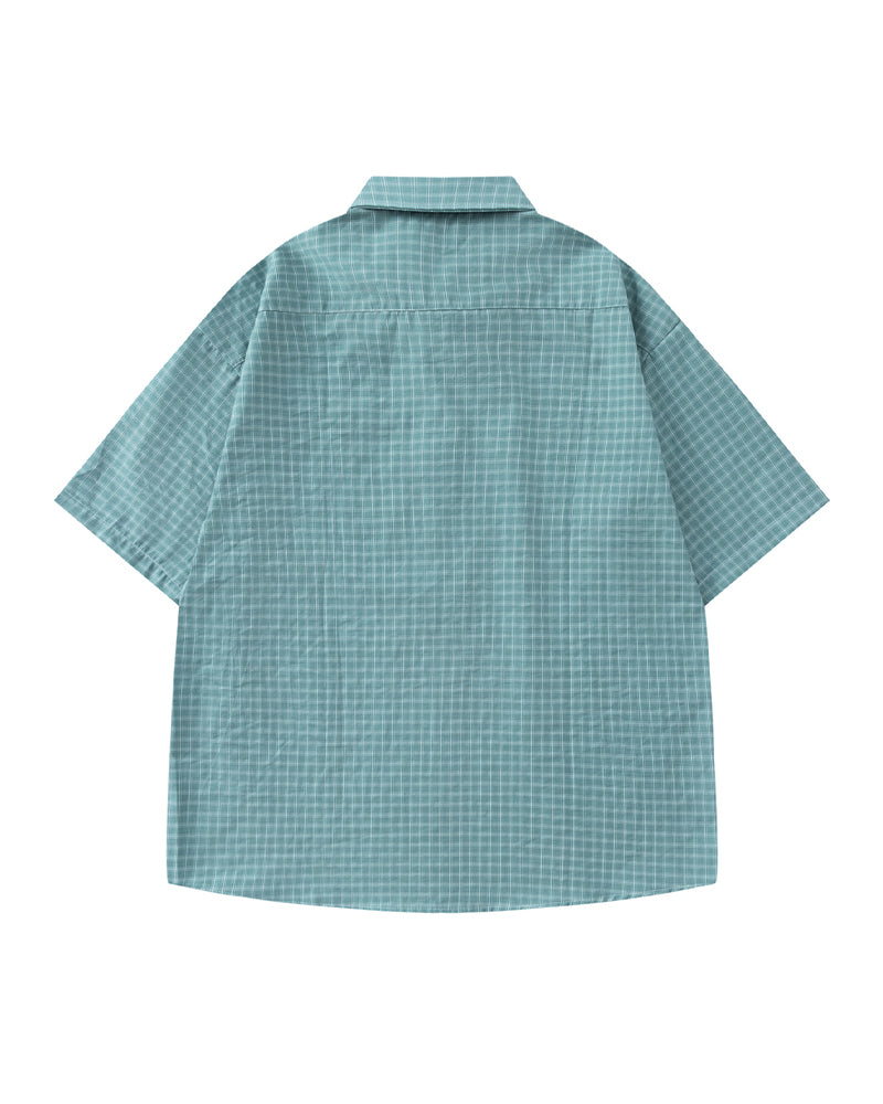 Retro plaid short-sleeved shirt