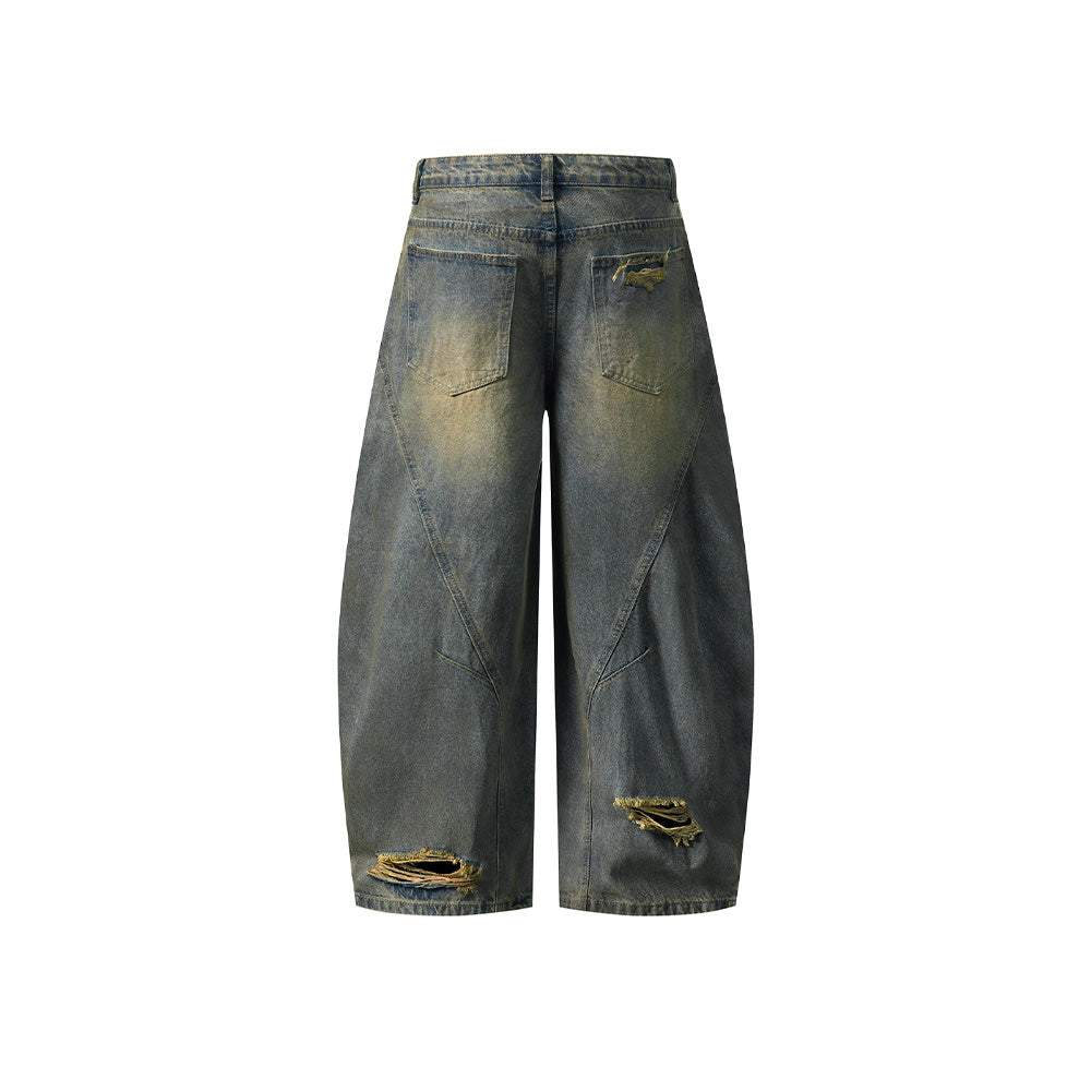 Washed distressed jeans
