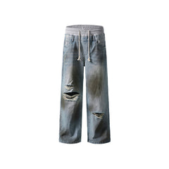 Patchwork ripped jeans