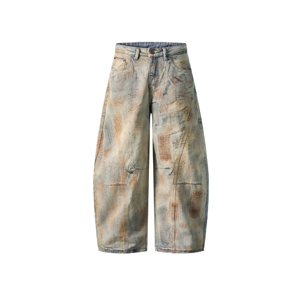 Washed distressed jeans