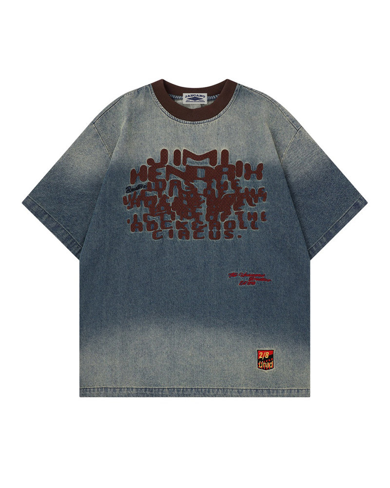 Washed distressed short sleeves
