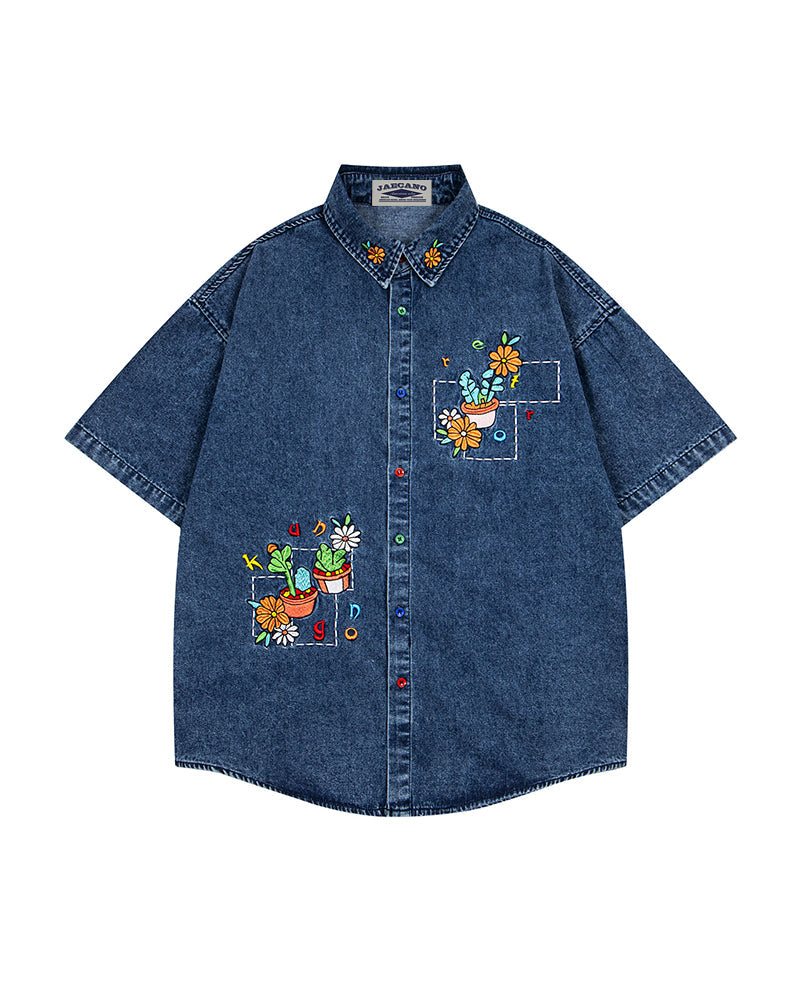 Floral short-sleeved shirt